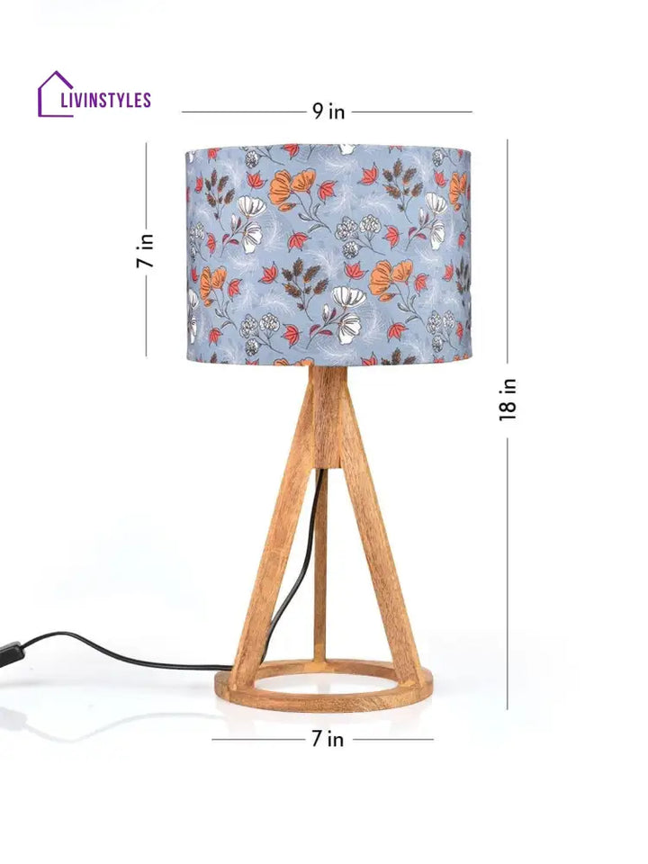 Blue Garden Trio Wooden Lamp