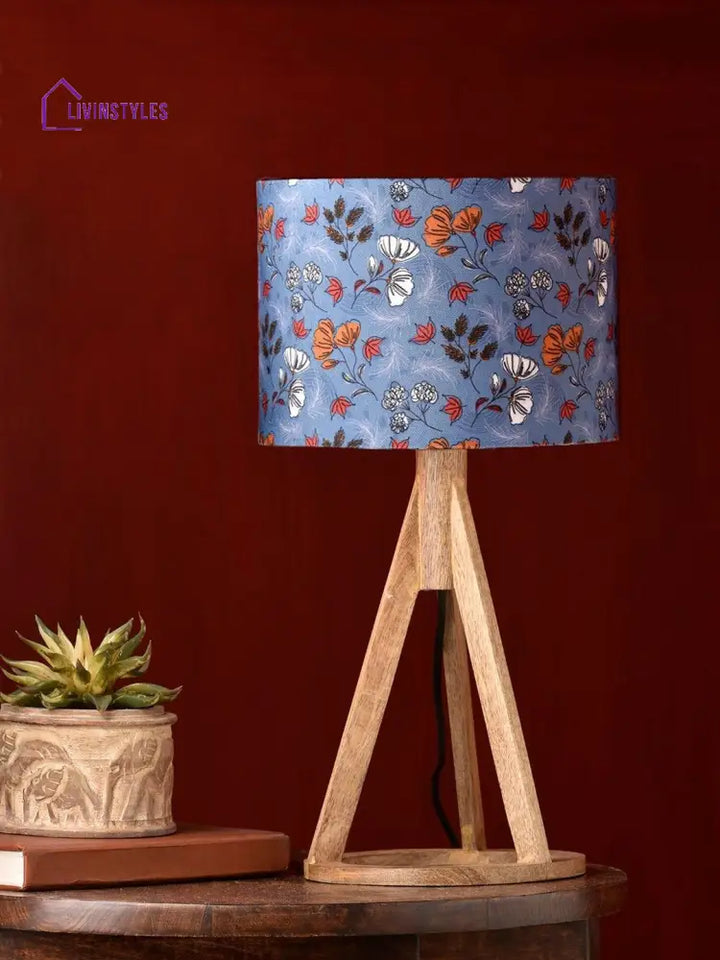 Blue Garden Trio Wooden Lamp