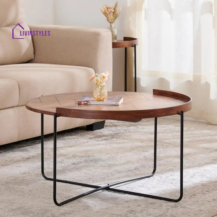 Bogolep Solid Wood Coffee Table with Metal Legs