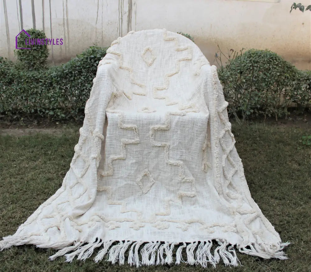 Bohemian Hand Tufted Cotton Throw Blanket Throws & Blankets