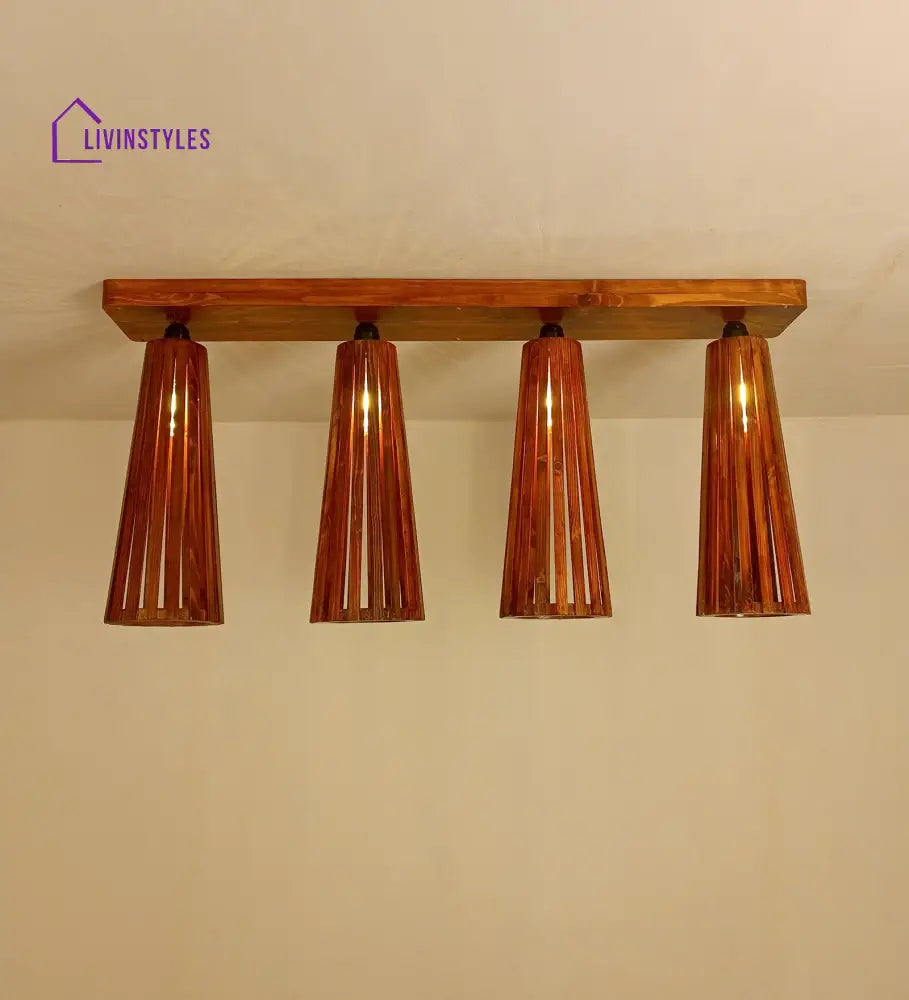 Bole Brown Wooden 4 Series Ceiling Lamp Lights