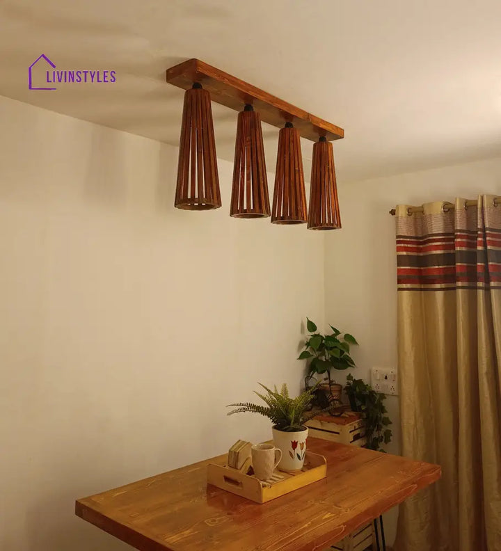 Bole Brown Wooden 4 Series Ceiling Lamp Lights