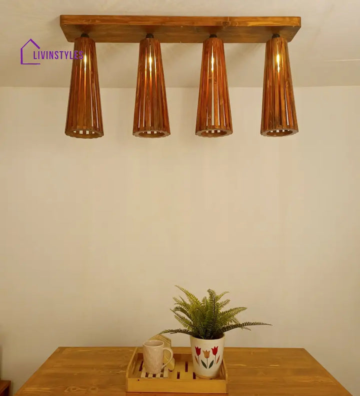 Bole Brown Wooden 4 Series Ceiling Lamp Lights