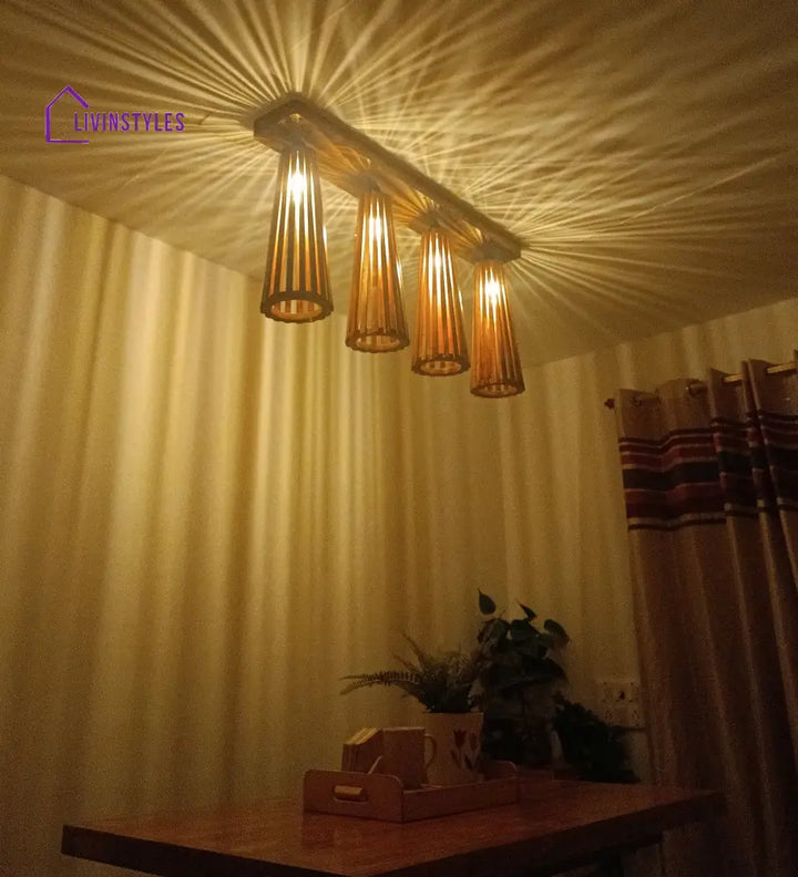 Bole Brown Wooden 4 Series Ceiling Lamp Lights