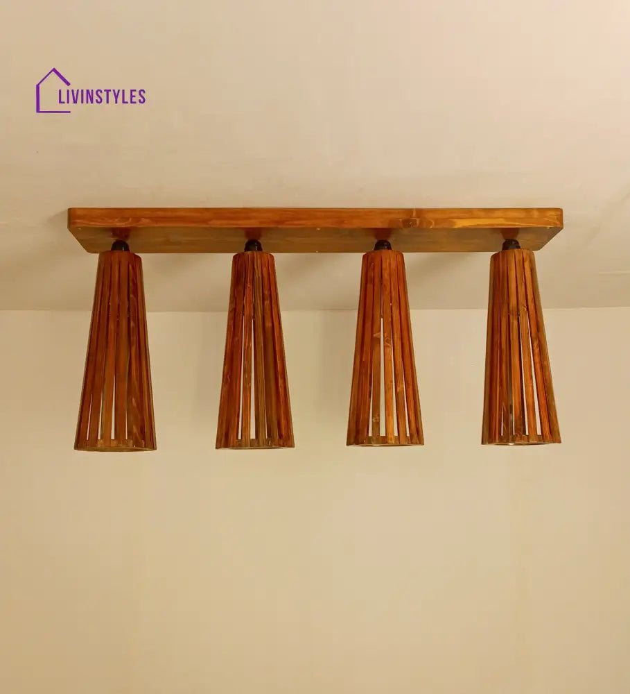 Bole Brown Wooden 4 Series Ceiling Lamp Lights