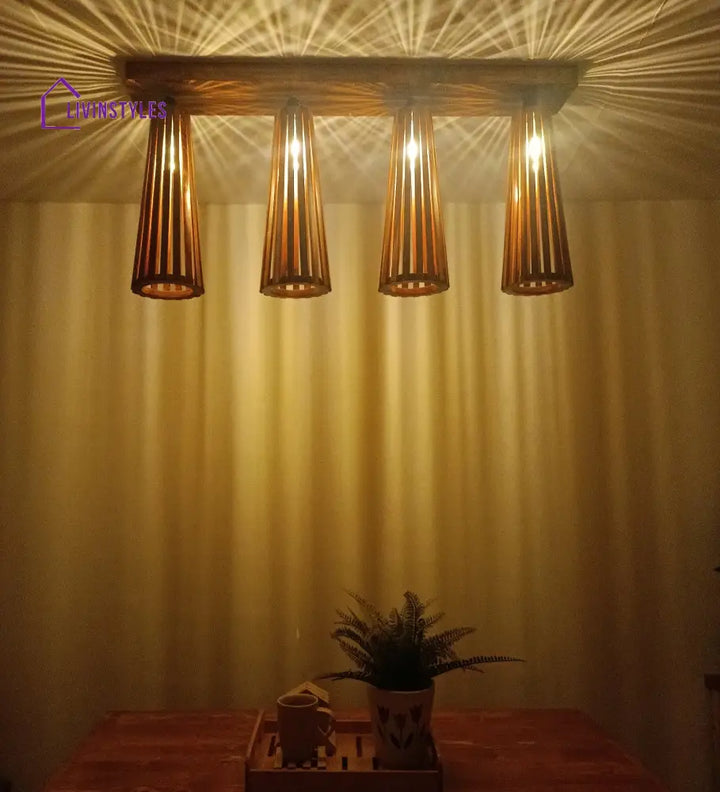 Bole Brown Wooden 4 Series Ceiling Lamp Lights