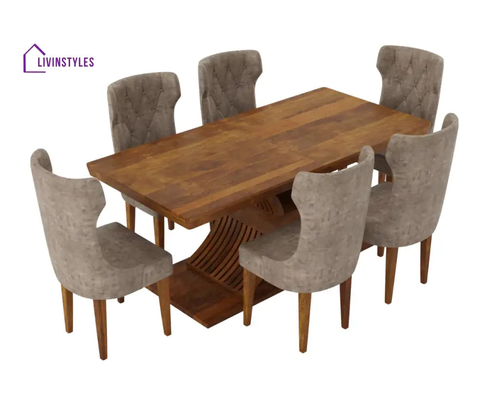 Caelistra Extendable Dining Set (6-8 Seater), Mocha Finish.