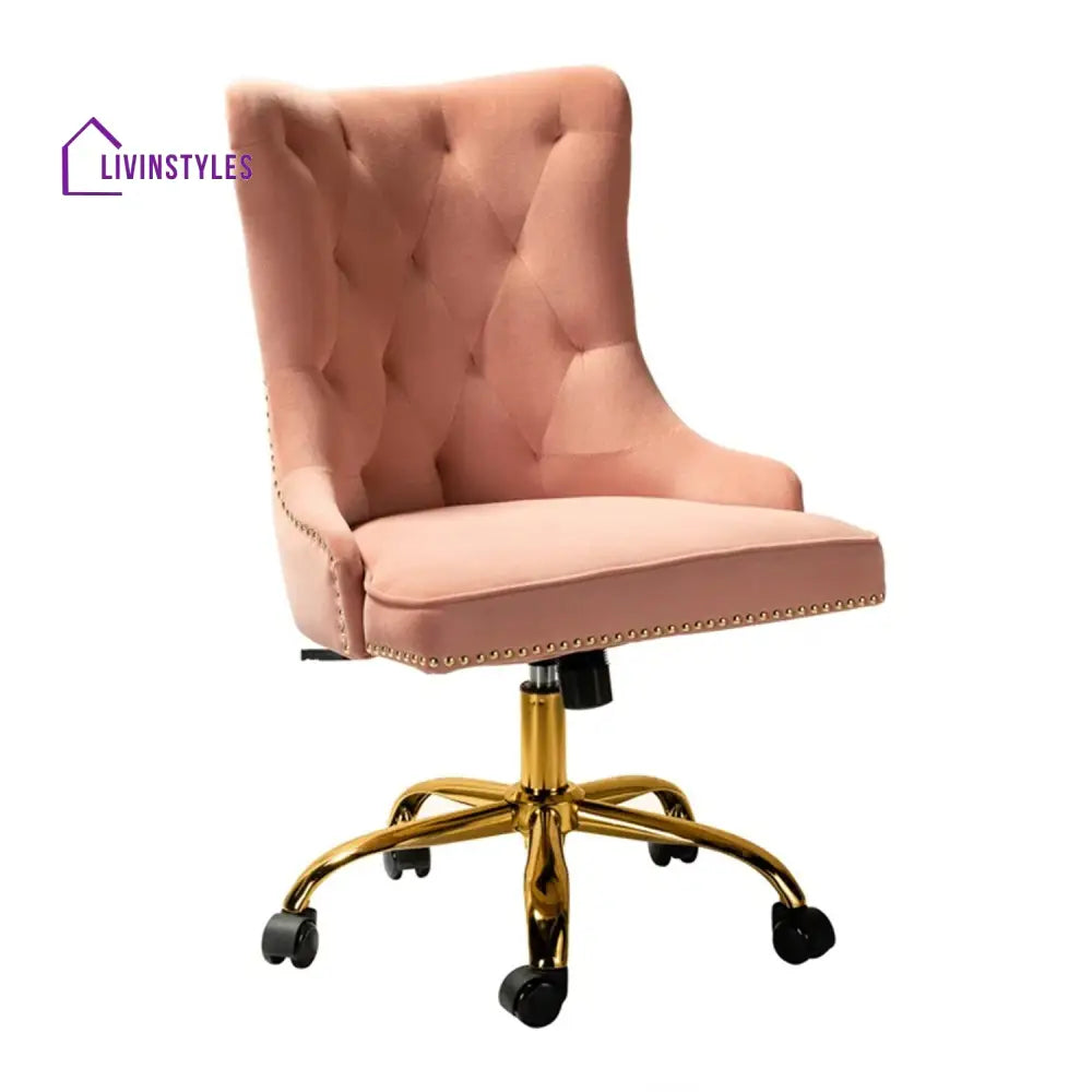 Boss Velvet Tufted Office Chair With Wheels Pink Furniture