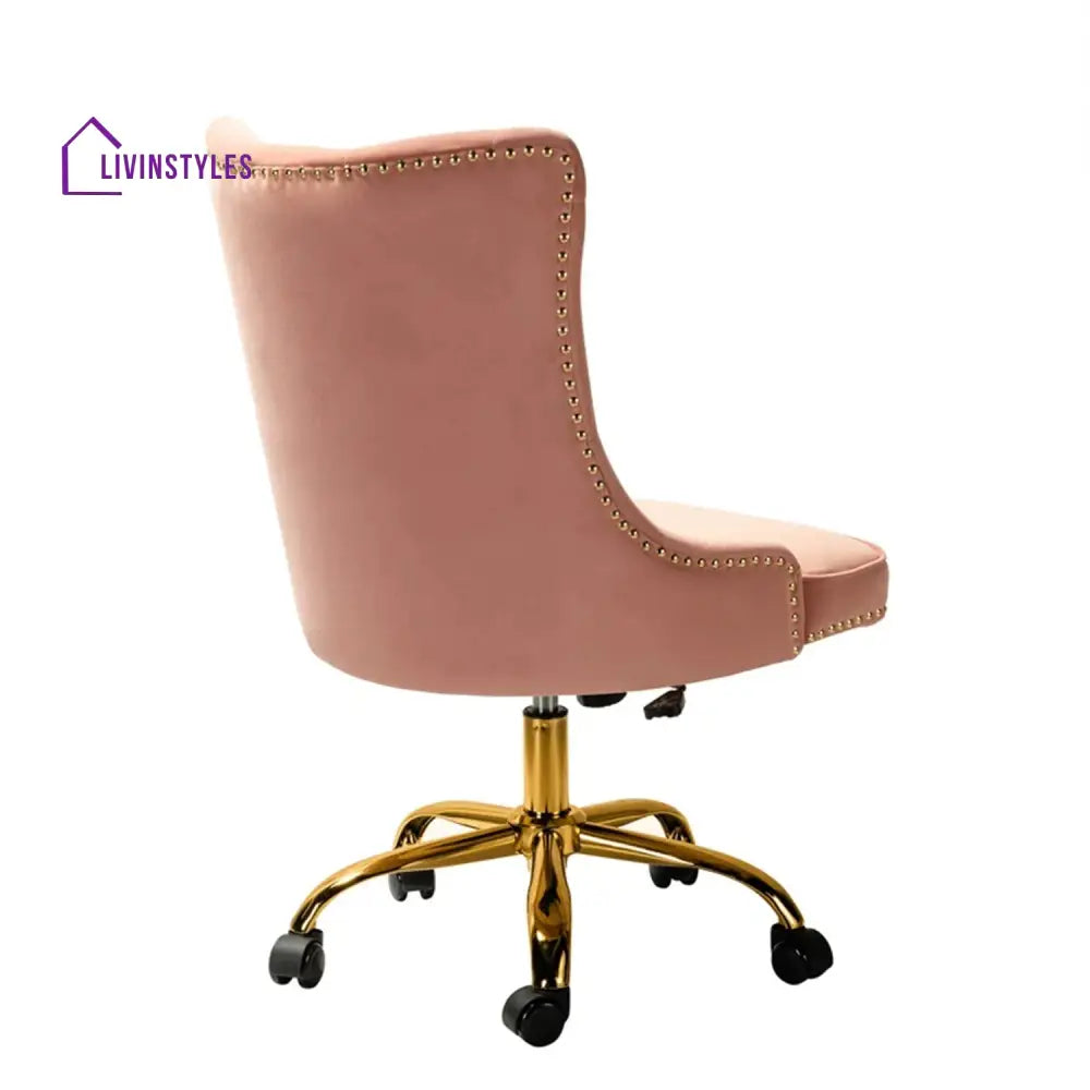 Boss Velvet Tufted Office Chair With Wheels Pink Furniture