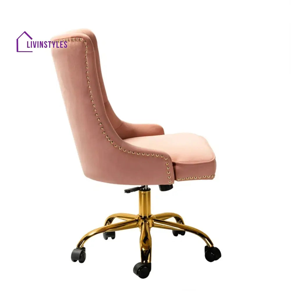 Boss Velvet Tufted Office Chair With Wheels Pink Furniture