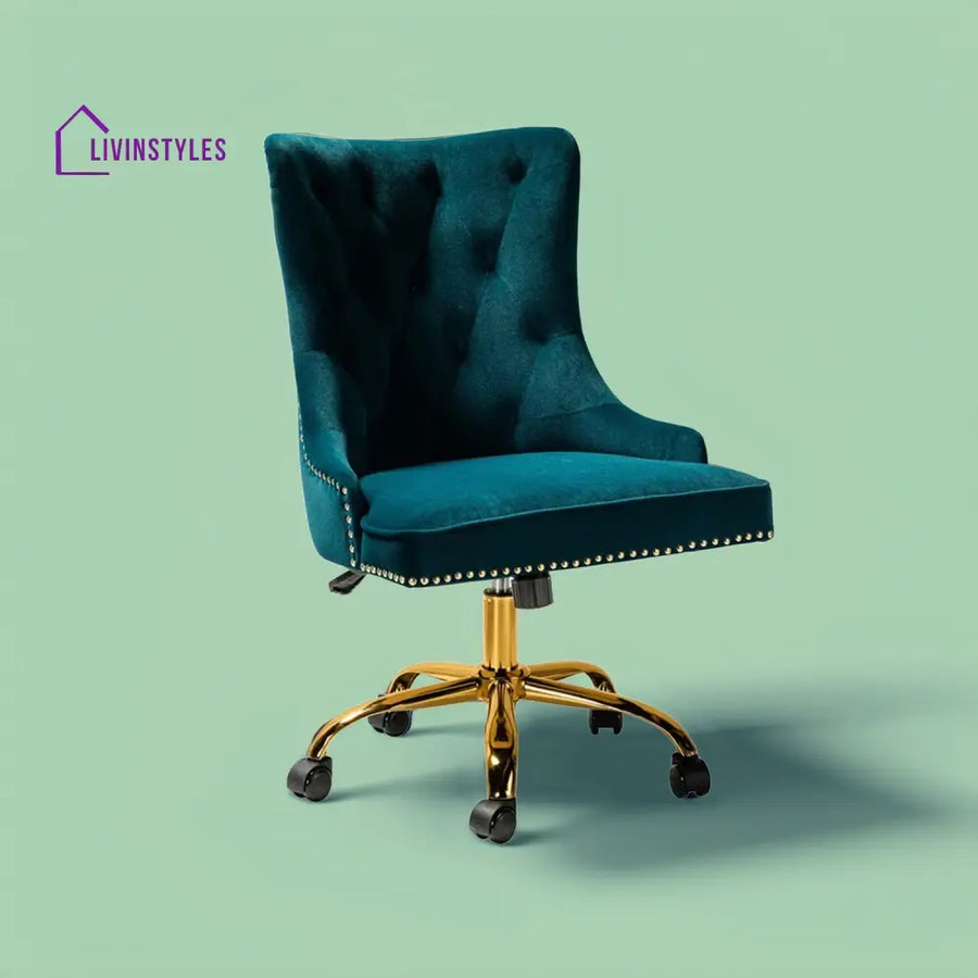 Boss Velvet Tufted Office Chair With Wheels Teal Furniture