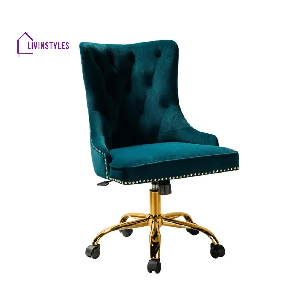 Boss Velvet Tufted Office Chair With Wheels Teal Furniture