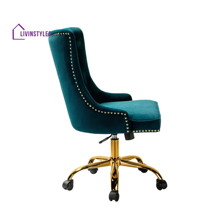 Boss Velvet Tufted Office Chair With Wheels Teal Furniture