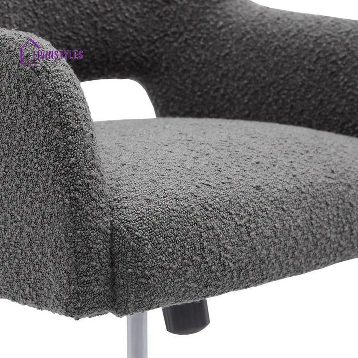 Boucle Crafted Office Chair With Wheels Grey Furniture