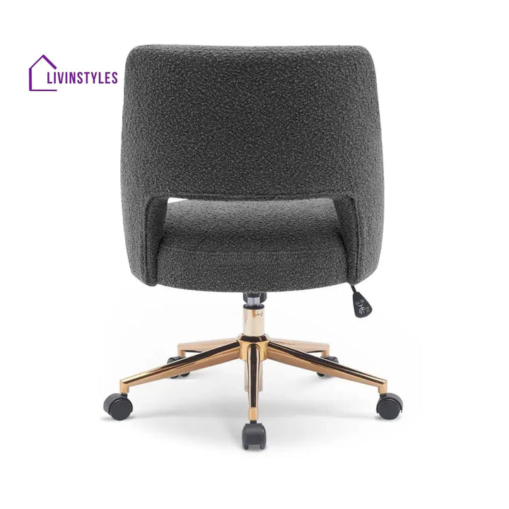 Boucle Crafted Office Chair With Wheels Grey Furniture