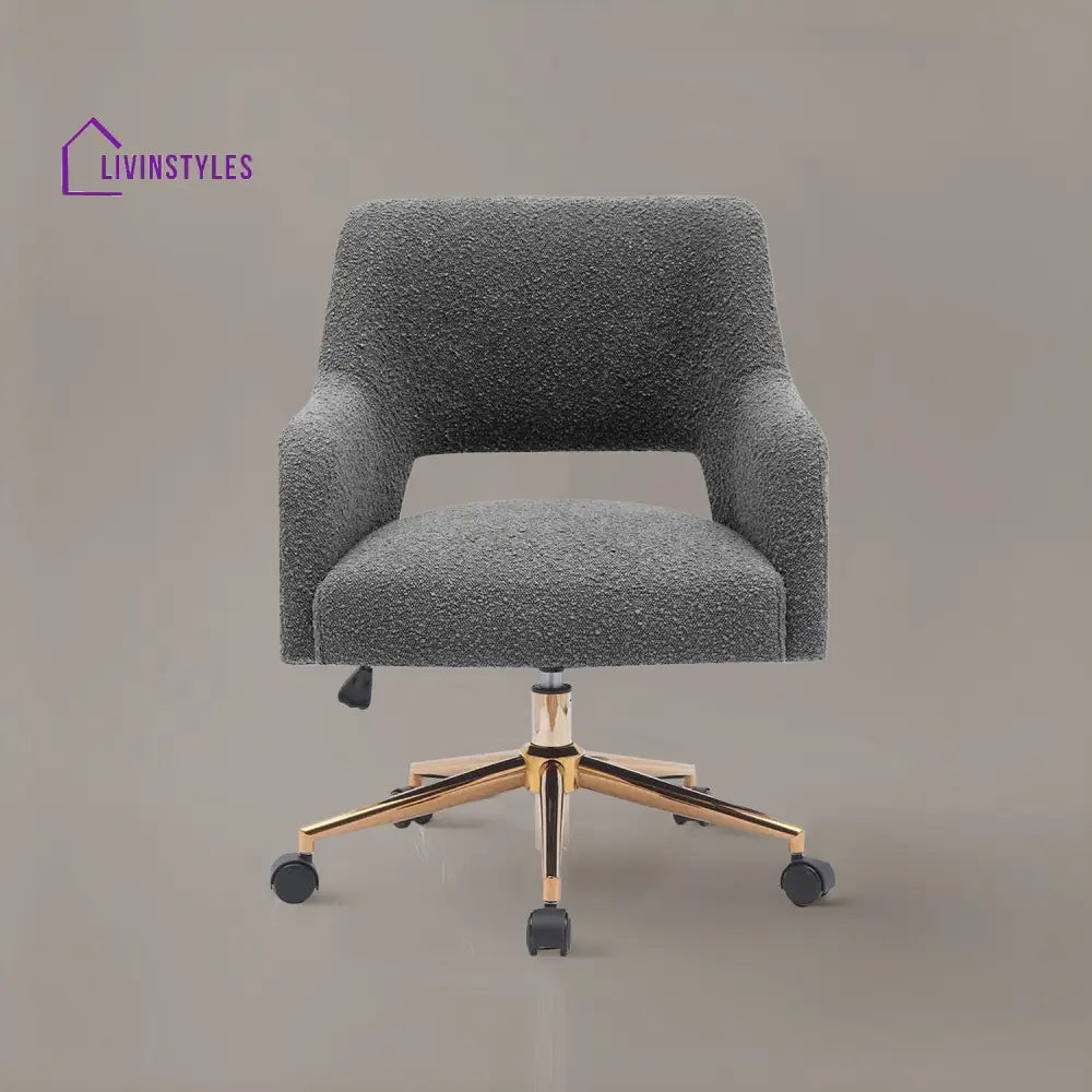 Boucle Crafted Office Chair With Wheels Grey Furniture