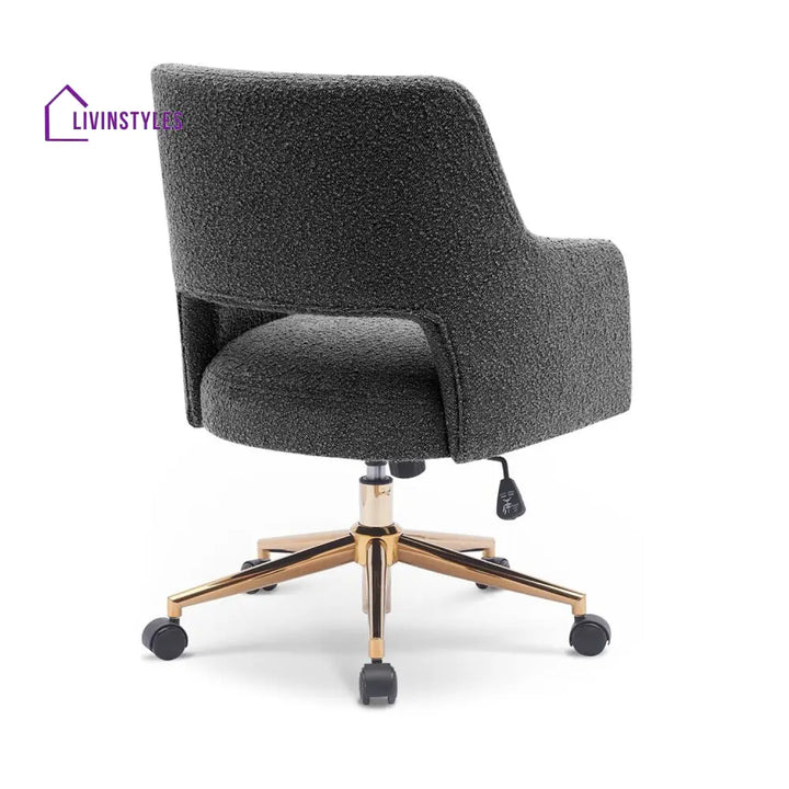 Boucle Crafted Office Chair With Wheels Grey Furniture