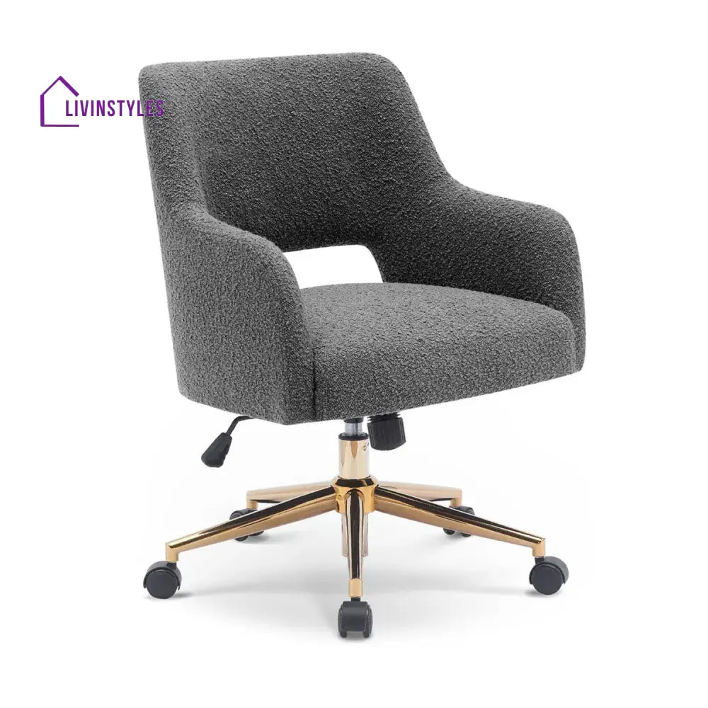 Boucle Crafted Office Chair With Wheels Grey Furniture