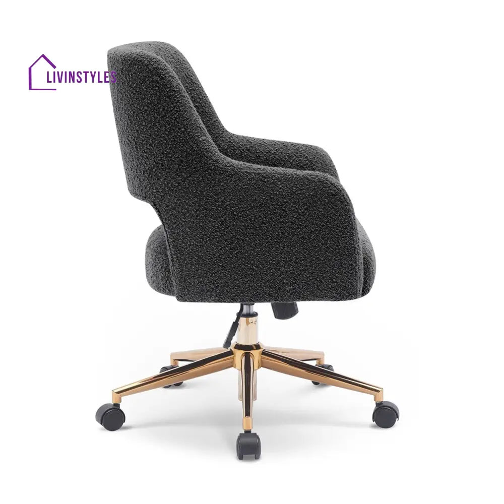 Boucle Crafted Office Chair With Wheels Grey Furniture