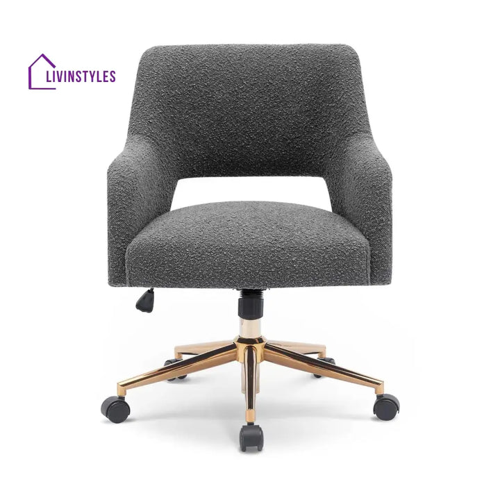 Boucle Crafted Office Chair With Wheels Grey Furniture