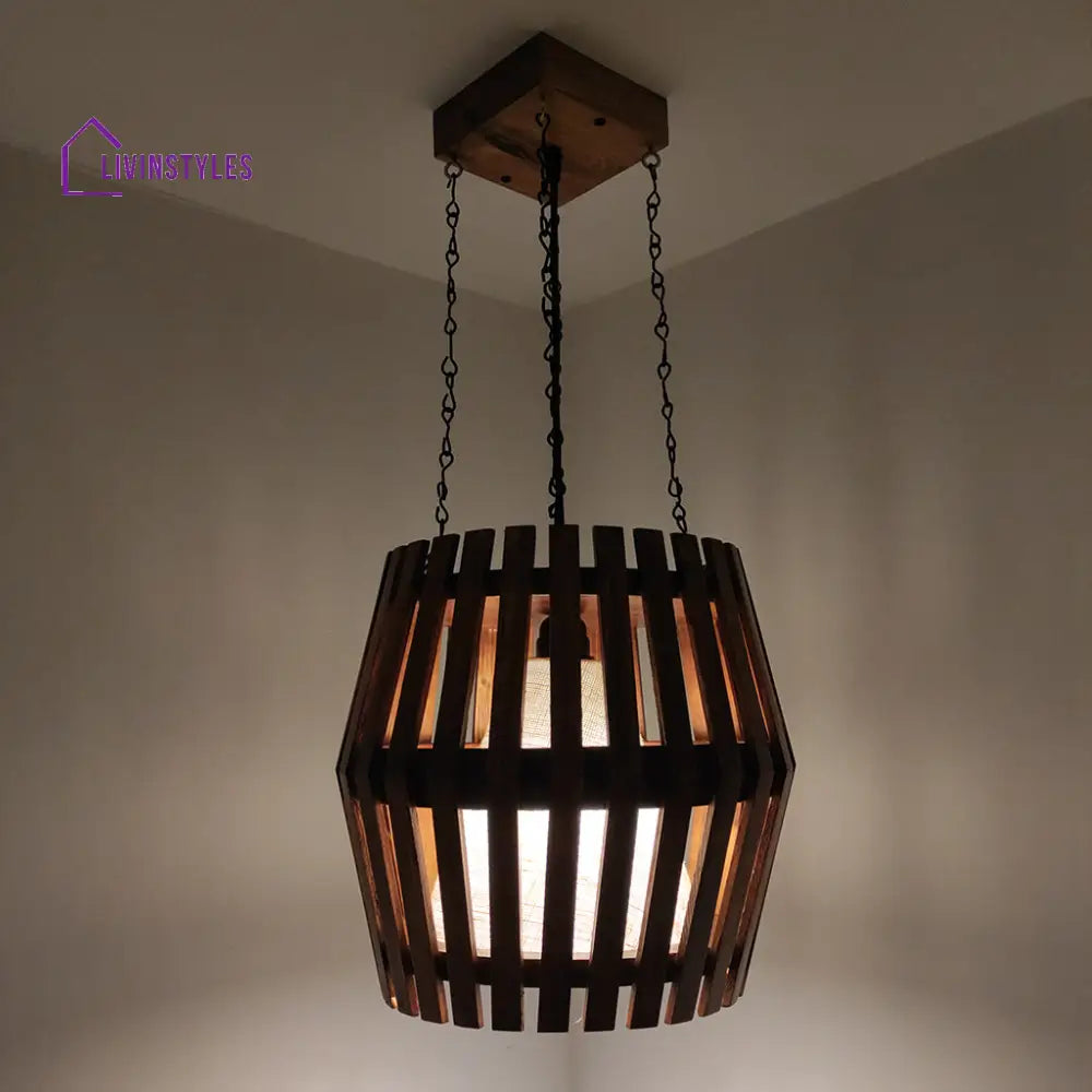 Bourbon Brown Wooden Single Hanging Lamp Lamps