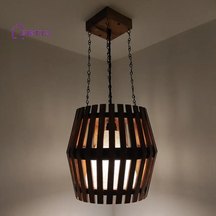 Bourbon Brown Wooden Single Hanging Lamp Lamps