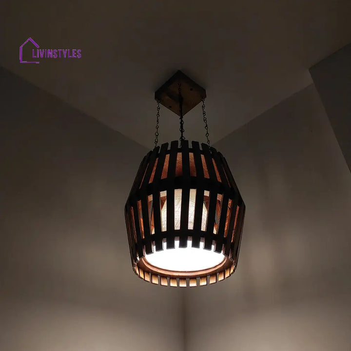 Bourbon Brown Wooden Single Hanging Lamp Lamps