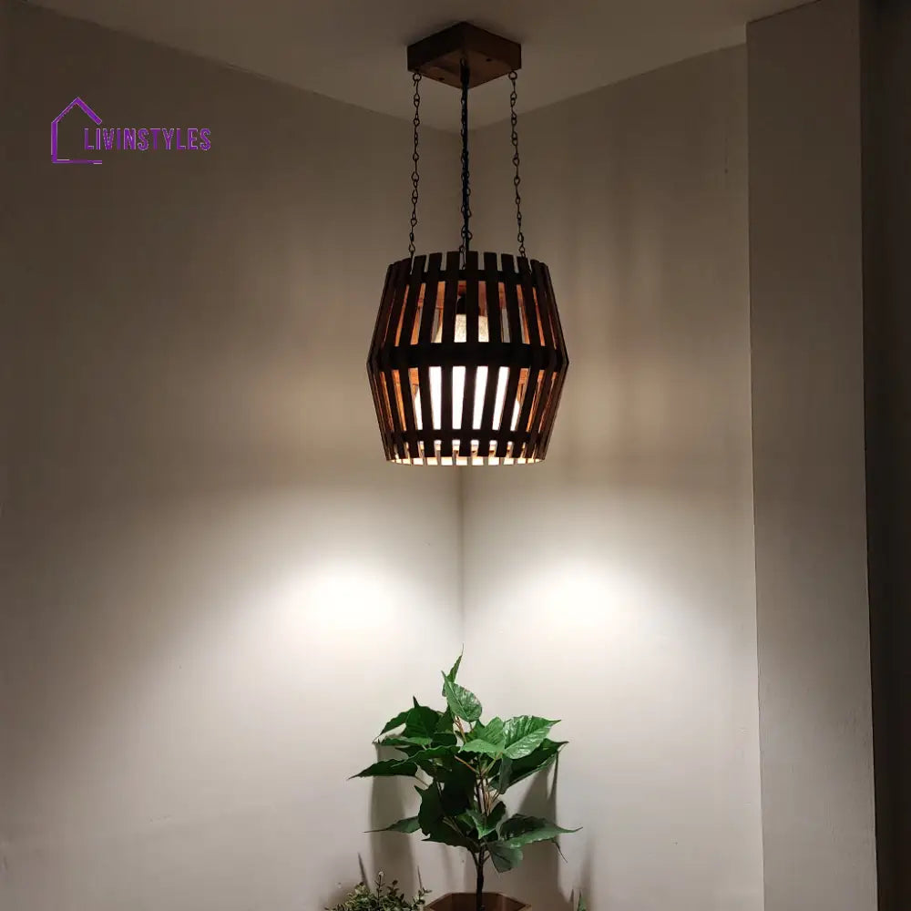 Bourbon Brown Wooden Single Hanging Lamp Lamps