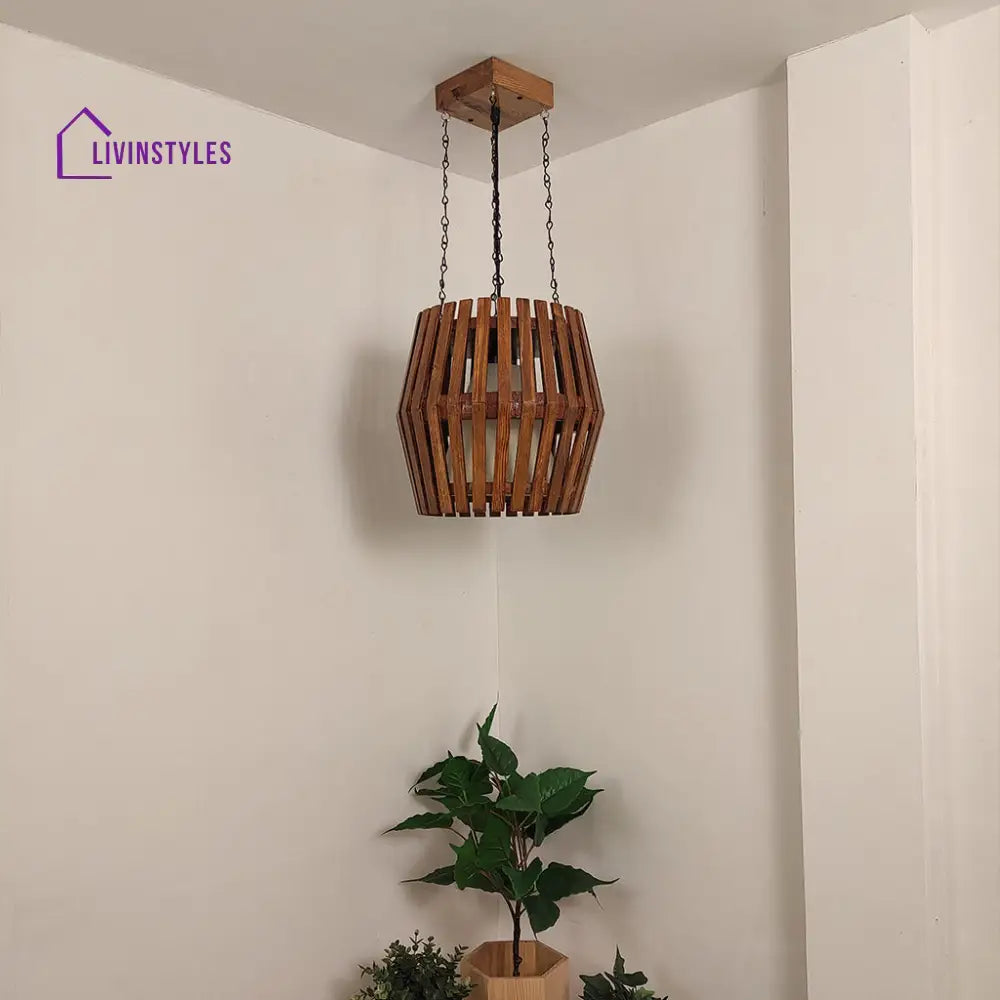 Bourbon Brown Wooden Single Hanging Lamp Lamps