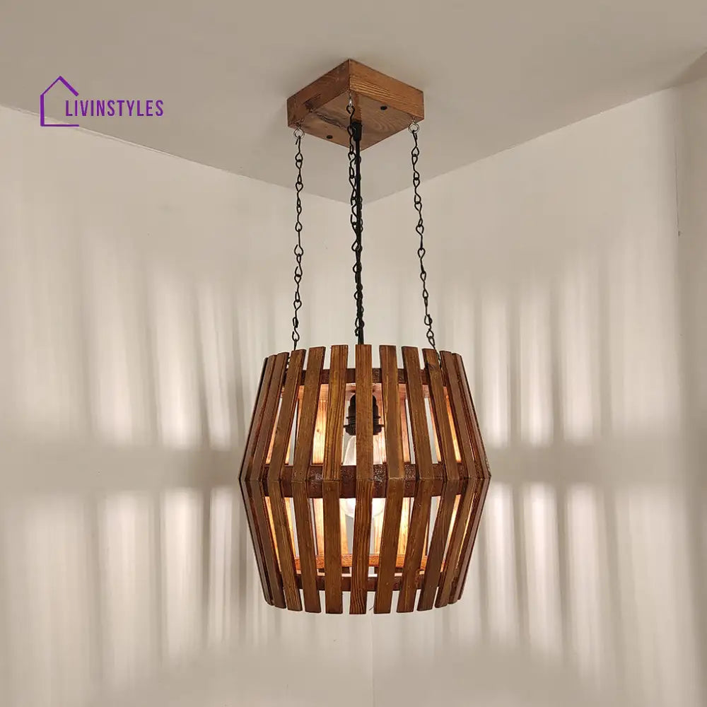 Bourbon Brown Wooden Single Hanging Lamp Lamps