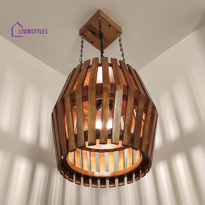 Bourbon Brown Wooden Single Hanging Lamp Lamps