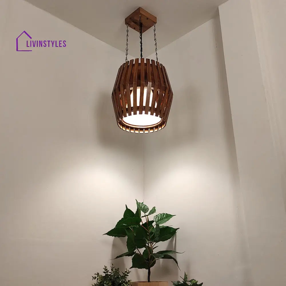 Bourbon Brown Wooden Single Hanging Lamp Lamps