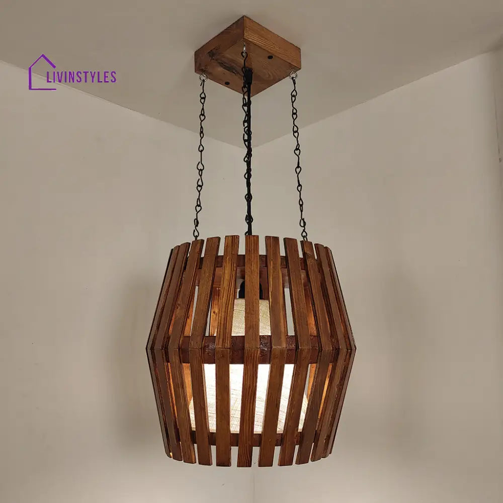 Bourbon Brown Wooden Single Hanging Lamp Lamps