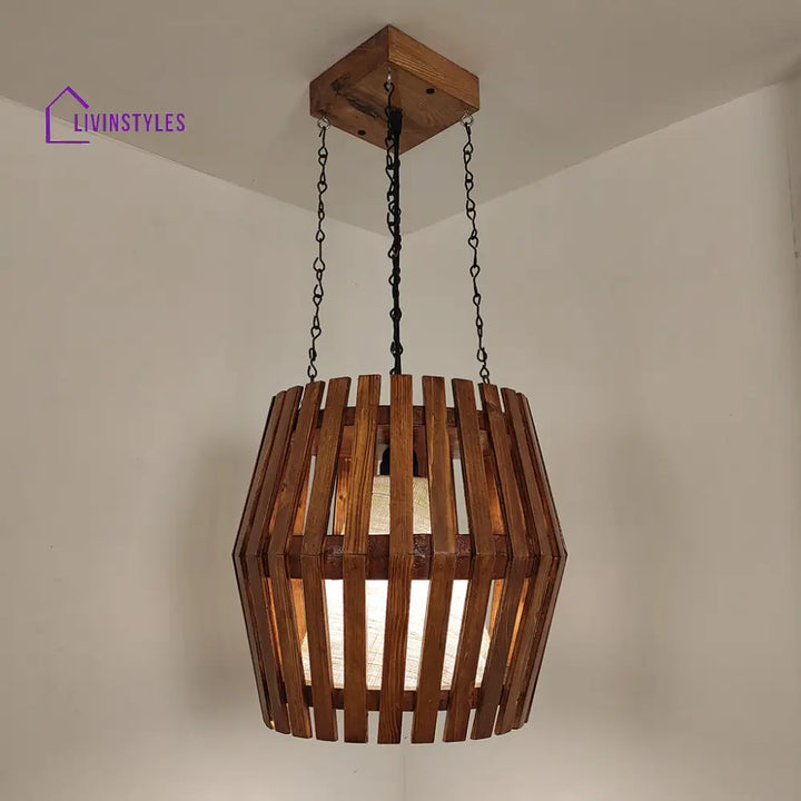 Bourbon Brown Wooden Single Hanging Lamp Lamps