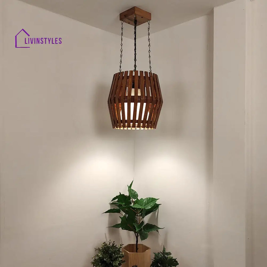 Bourbon Brown Wooden Single Hanging Lamp Lamps