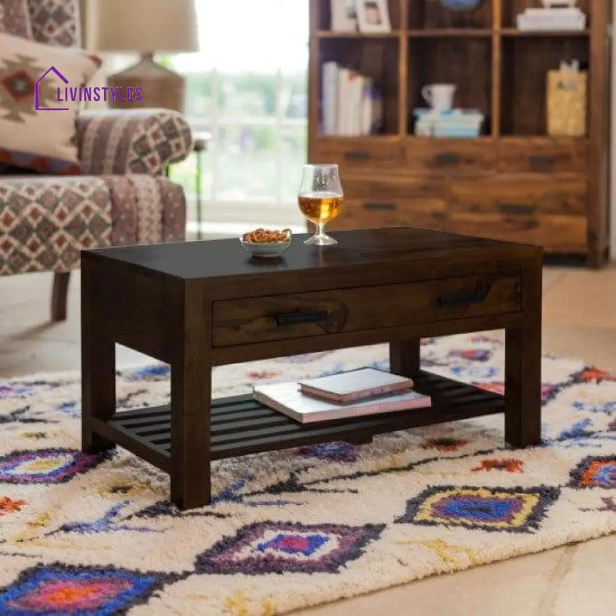 Briggs Coffee Table With Storage Drawer In Walnut Finish