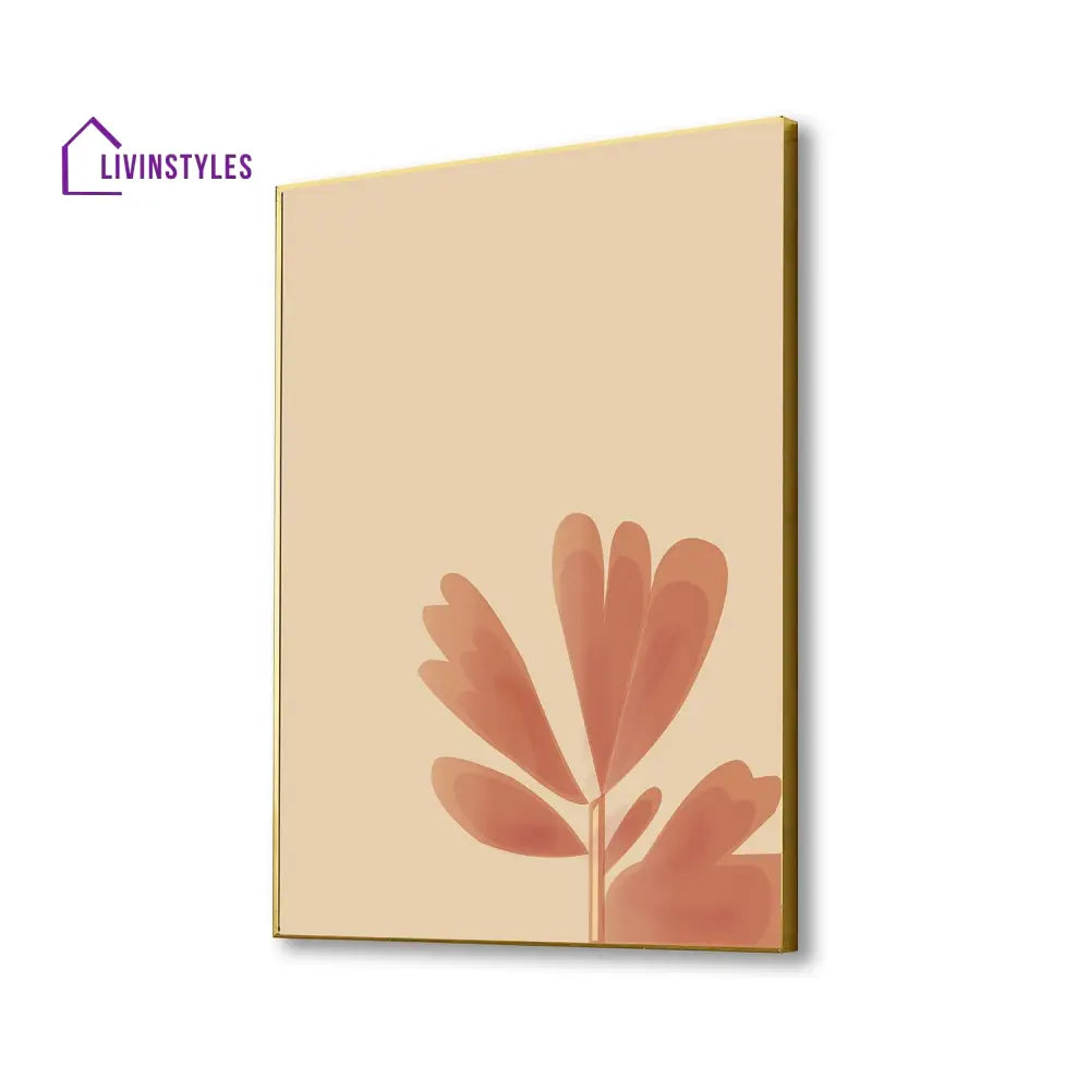 Bright Pink And Orange Flower Print Canvas Art Wall Painting 16 X 20 Inch / Gold Floating Frame