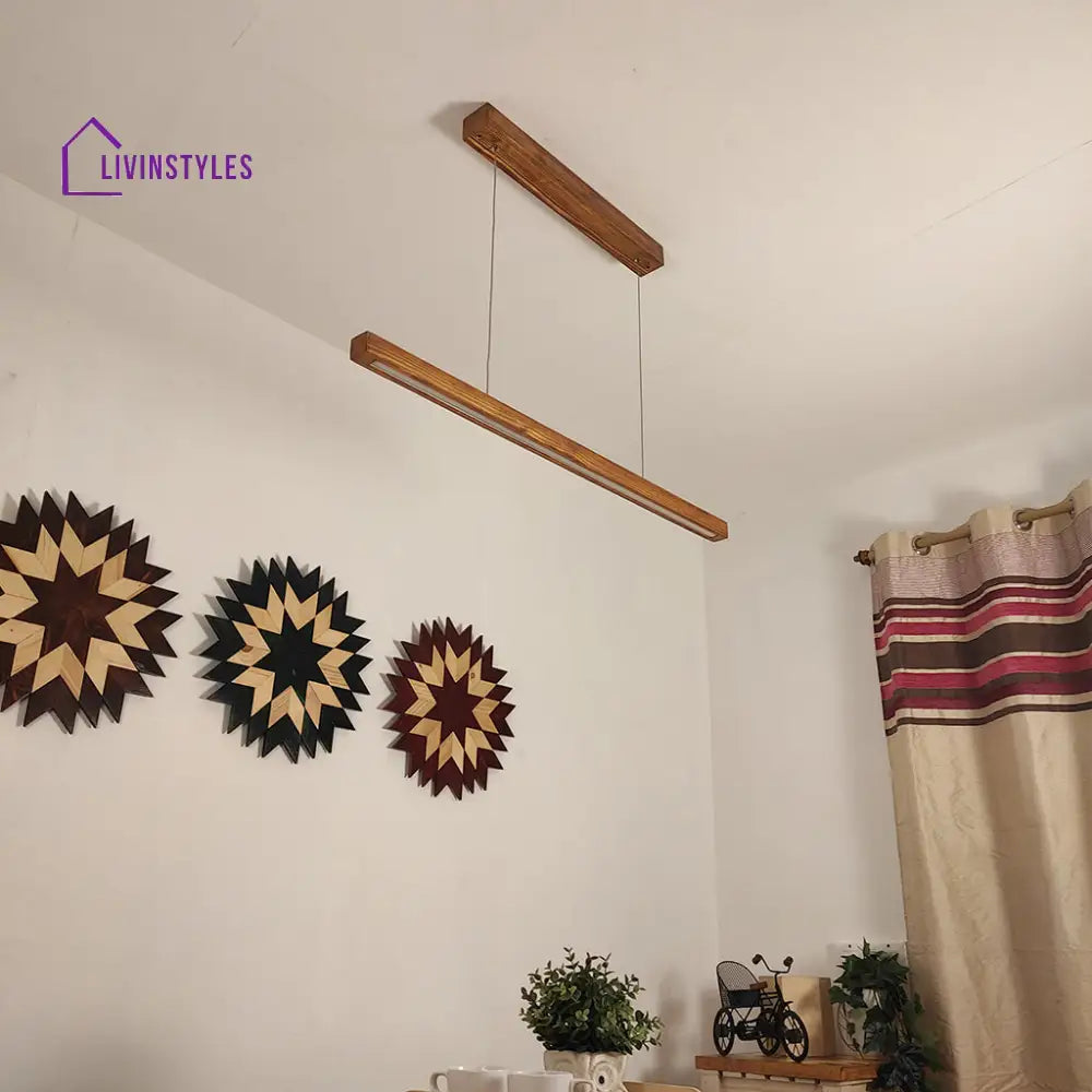 Brigitte 36 Brown Wooden Led Hanging Lamp Lamps