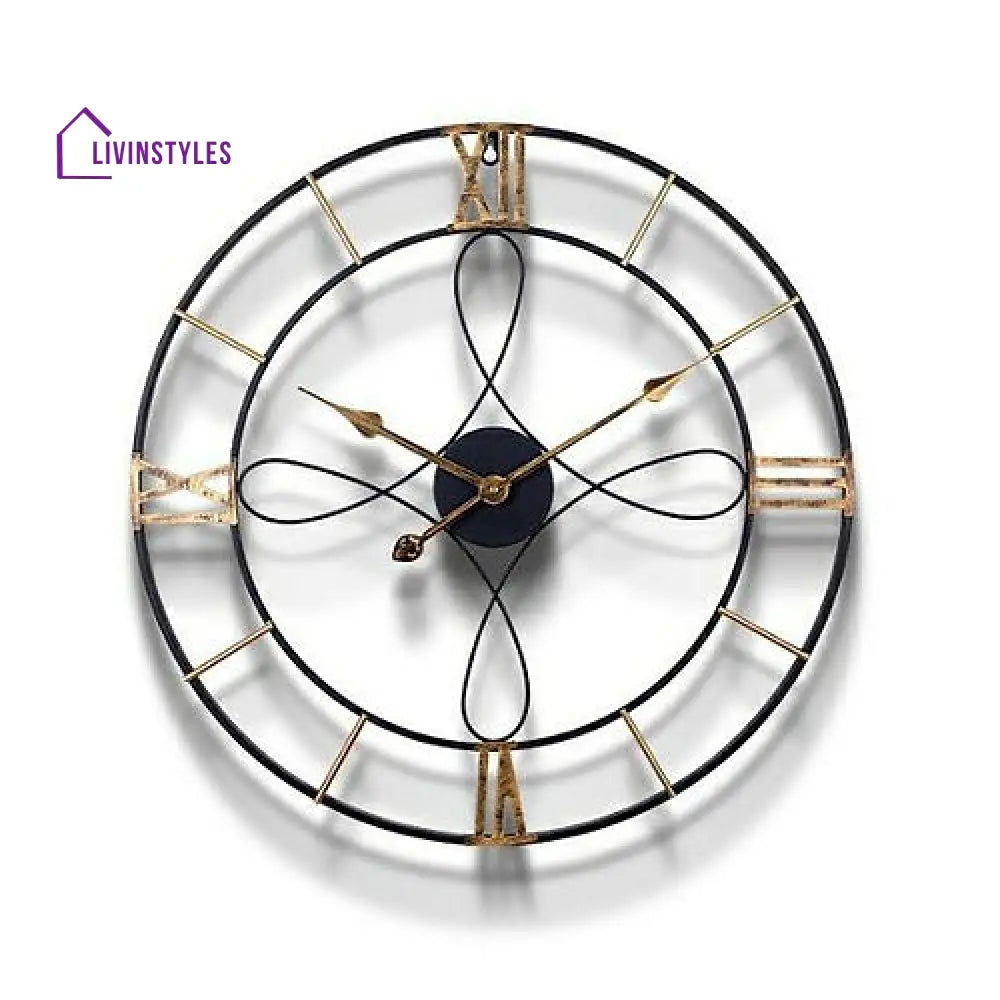 Brixton Black And Gold Metal Wall Clock