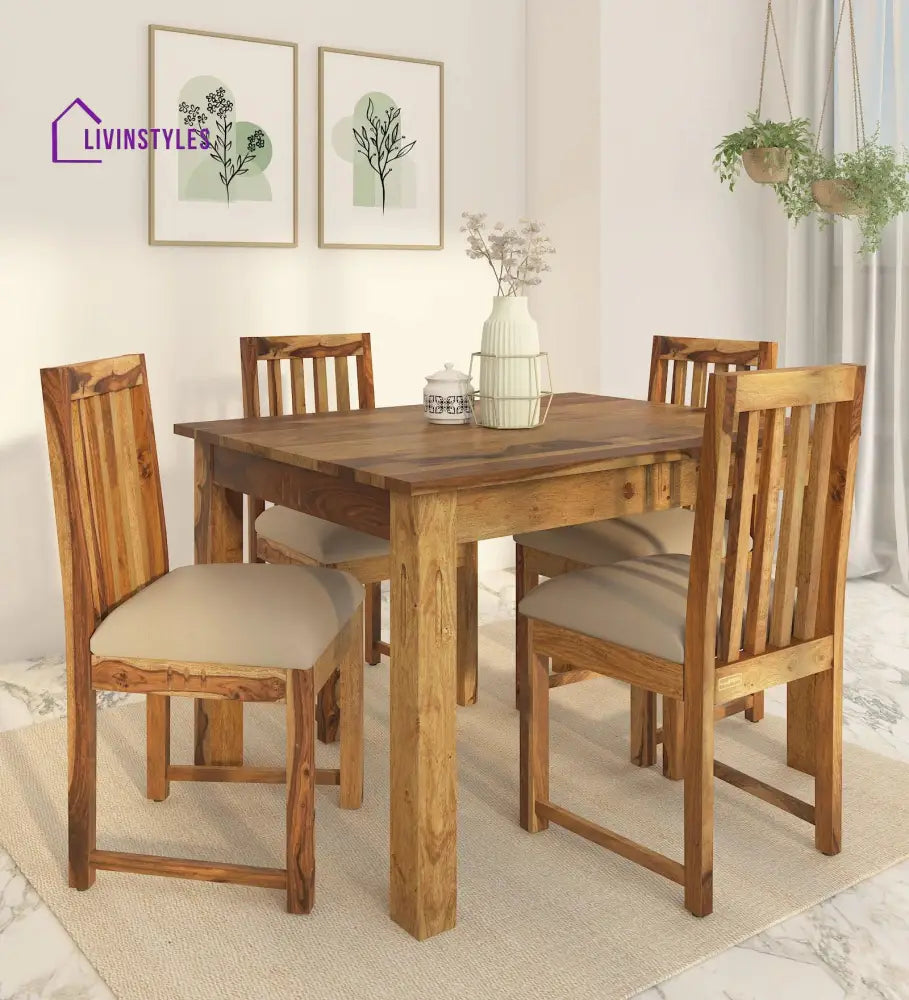 Bronislav Sheesham Wood 4 Seater Dining Set In Rustic Finish Dining Set