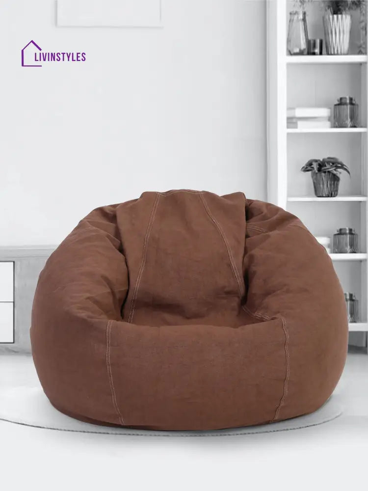 Brown Cotton Xxl Bean Bag Cover-Without Beans