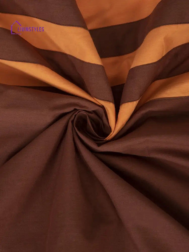 Brown & Orange Geometric 260 Tc Cotton 1 King Bedsheet With 2 Pillow Covers Bed Sheets