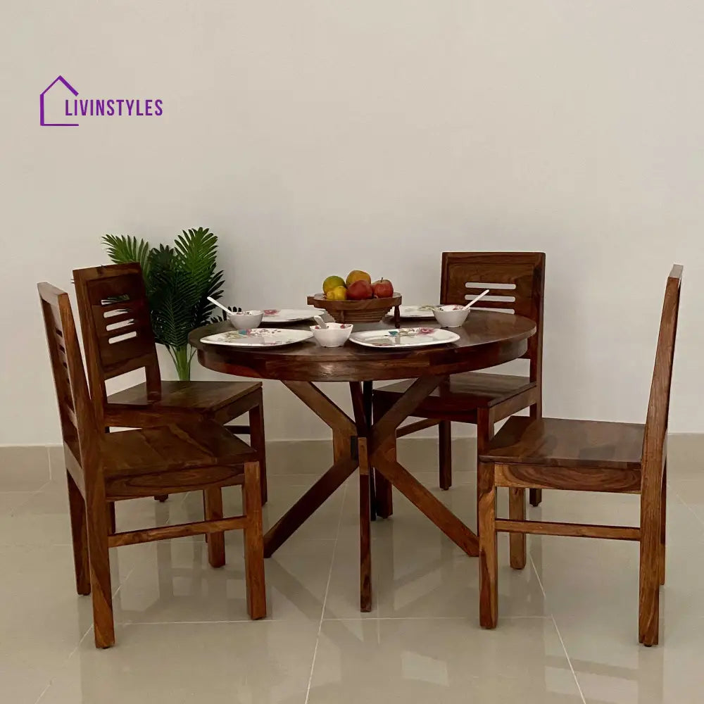 Cairo Oval Solid Sheesham Wood 4 Seater Dining Table Set - 1 Year Warranty Natural