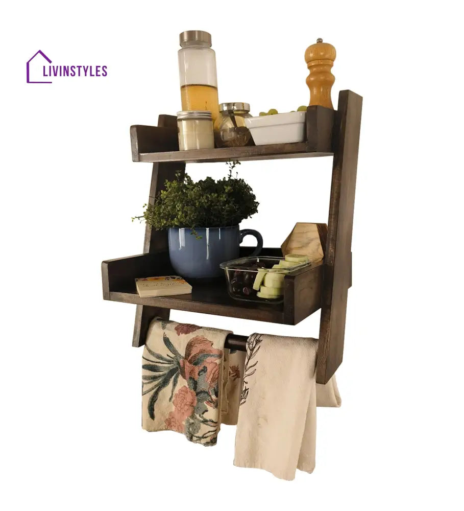 Calista Wooden Shelf 2 Step Ladder Kitchen