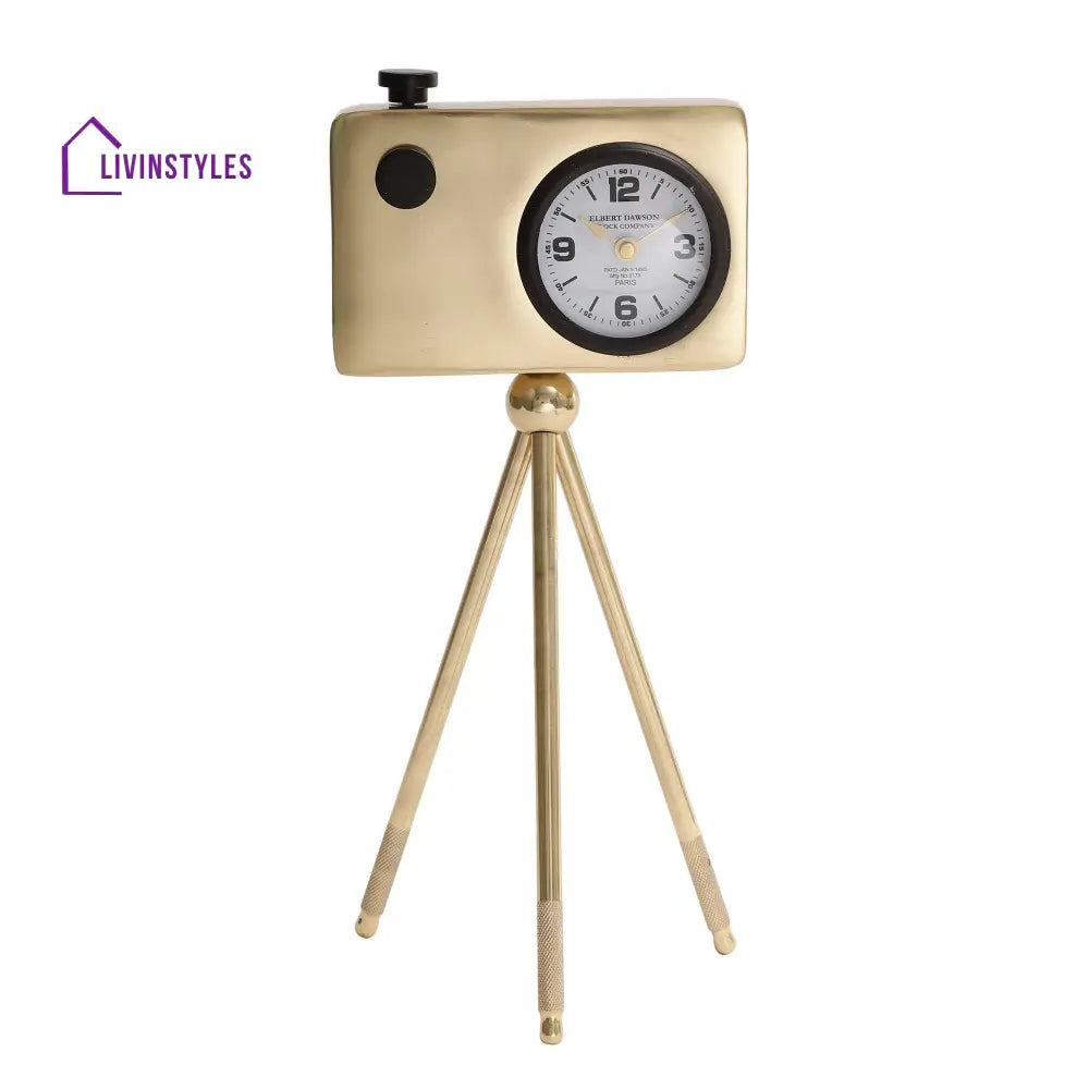 Cameratic Clock In Gold Table