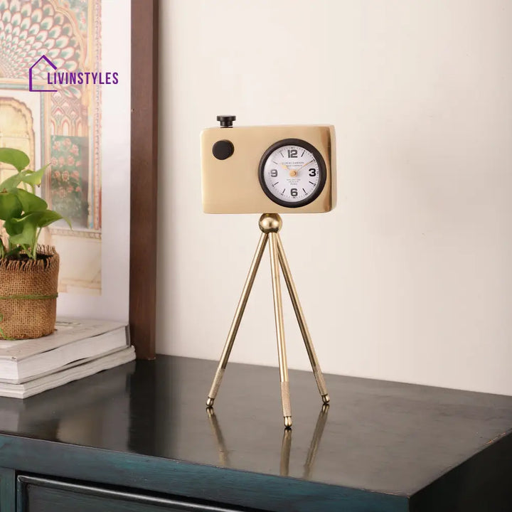 Cameratic Clock In Gold Table