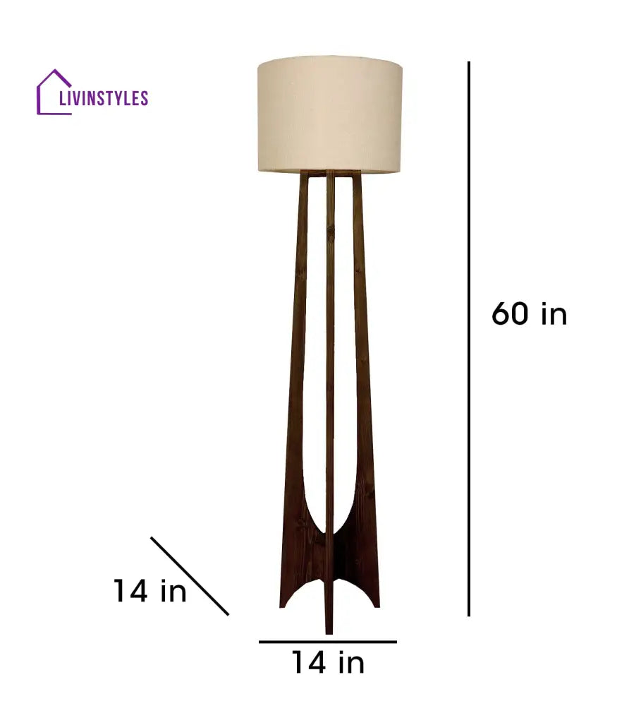 Camille Wooden Floor Lamp With Brown Base And Jute Fabric Lampshade Lamps