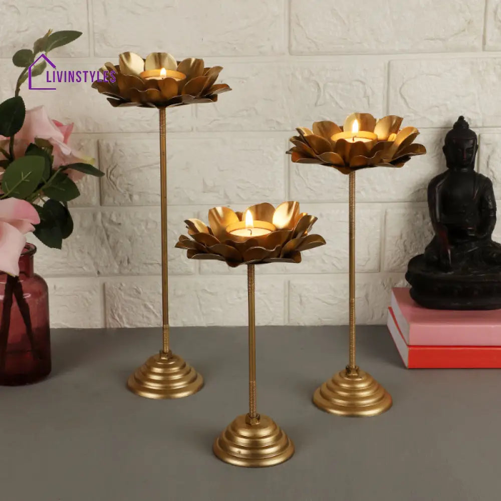 Candlelit Petal Detachable Tealight Holder | Set Of 3 Tea Light Stand