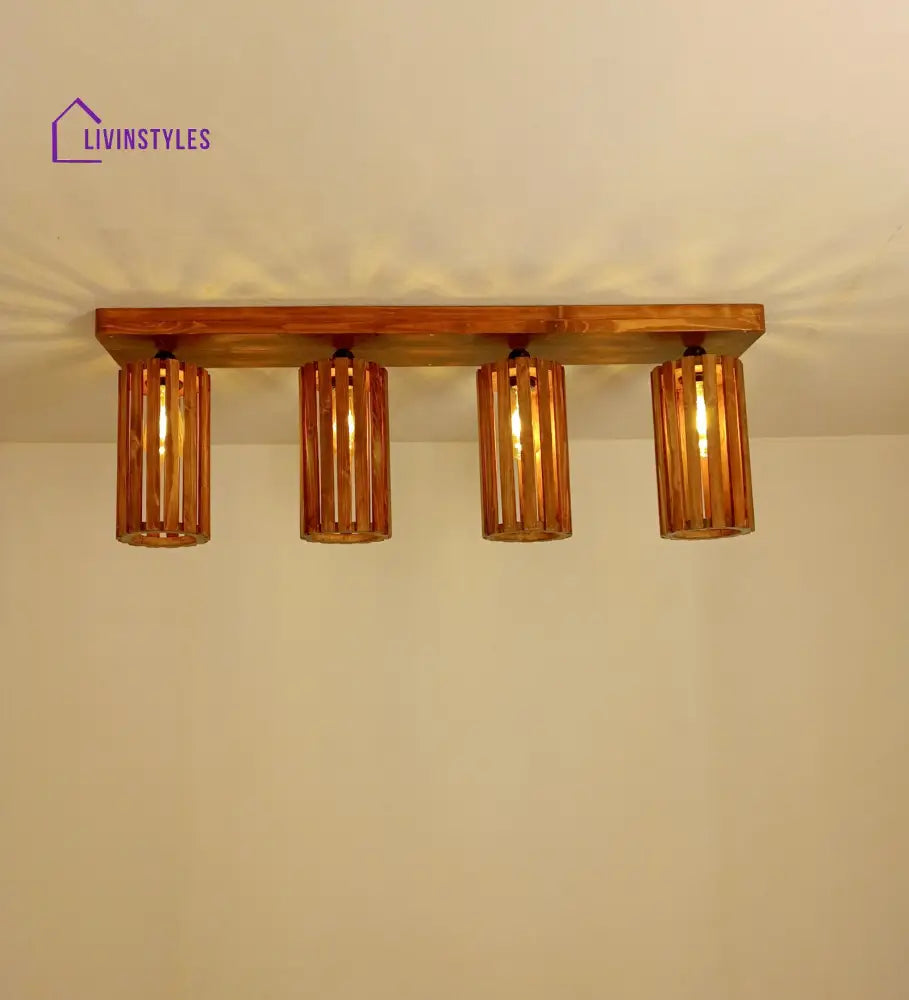 Casa Brown Wooden 4 Series Ceiling Lamp Lights