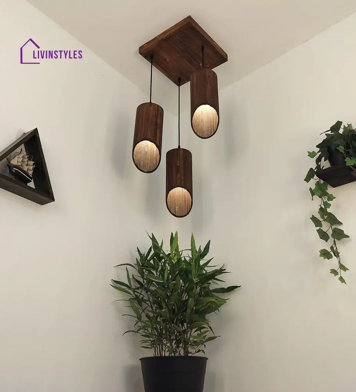 Cedar Brown Cluster Hanging Lamp Lamps